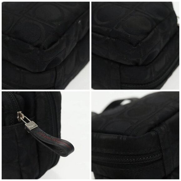 Salvatore Ferragamo Hand Bag Nylon Silver Black Auth am7194 - Picture 14 of 16